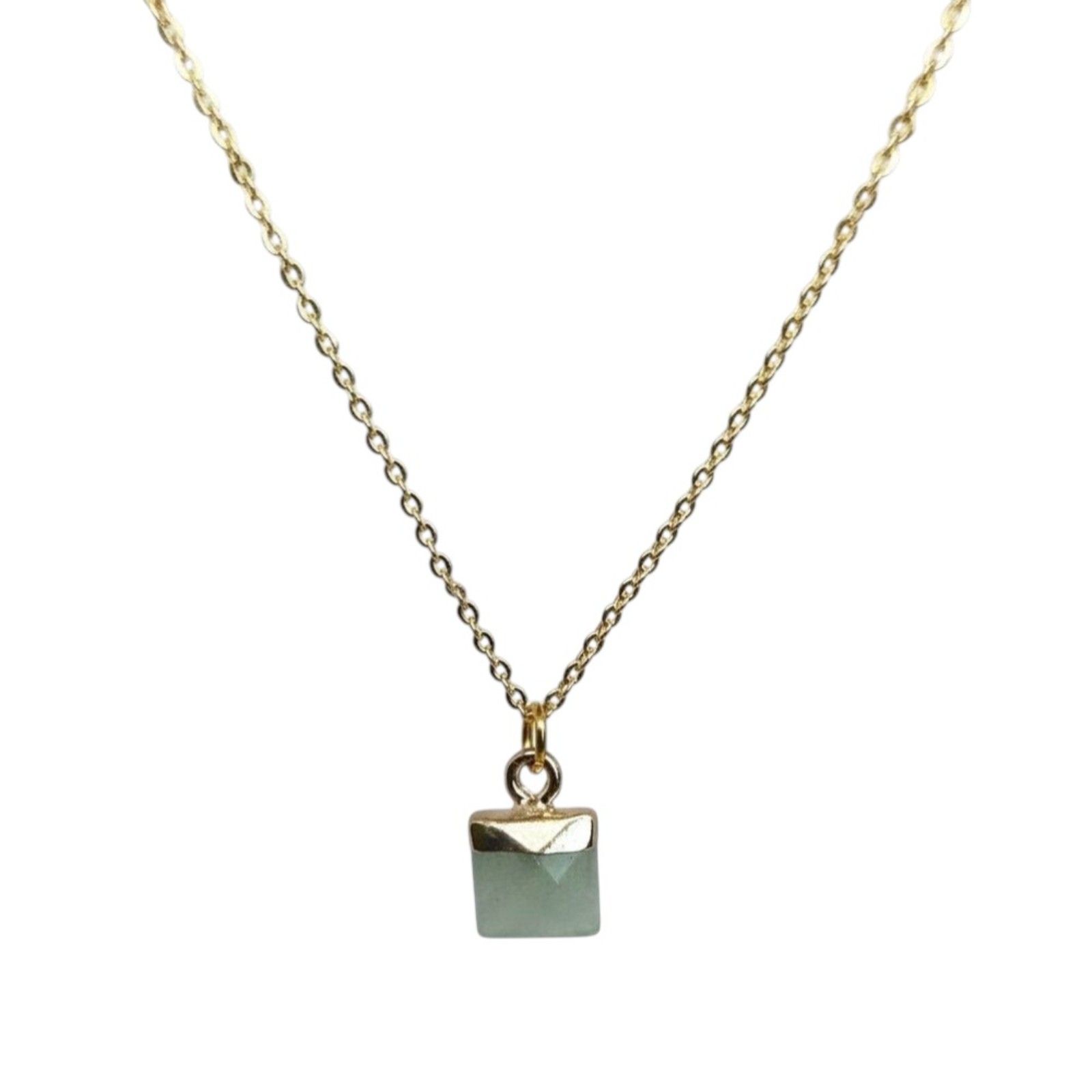Indio Jewelry Delicate Gold Green Aventurine Stone Necklace 207 25$
